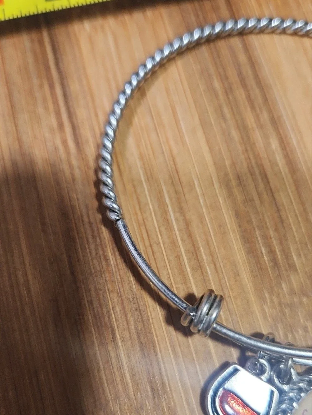 Silver Wine Lover Charm Bangle Bracelet